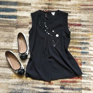 J Crew Black Pleat Front Top